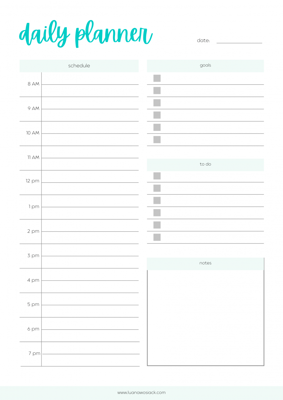 Daily Plan Tracker - PDF or Printable - Free Digital Planners