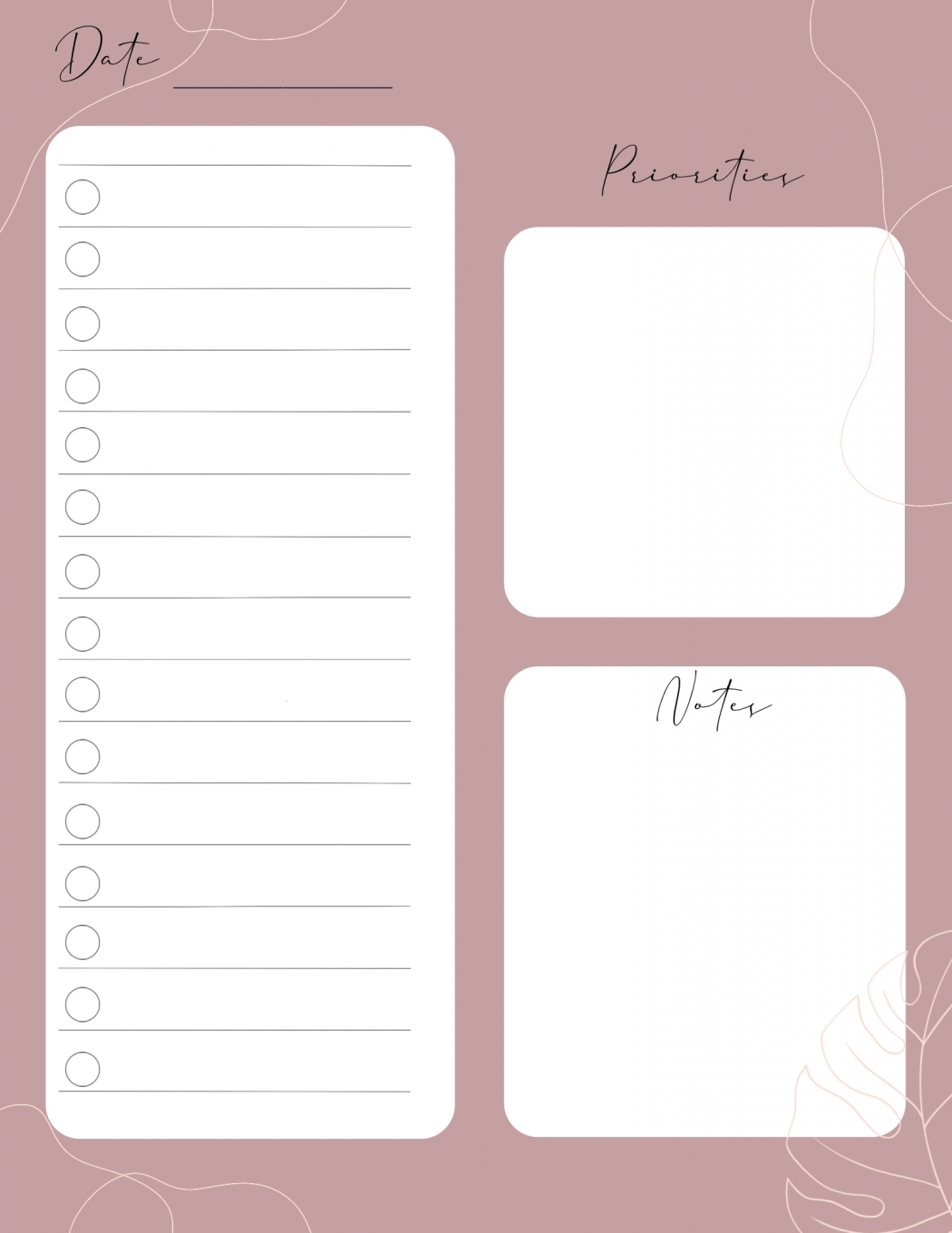 Dark Pink Checklist Free Printable - Free Digital Planners