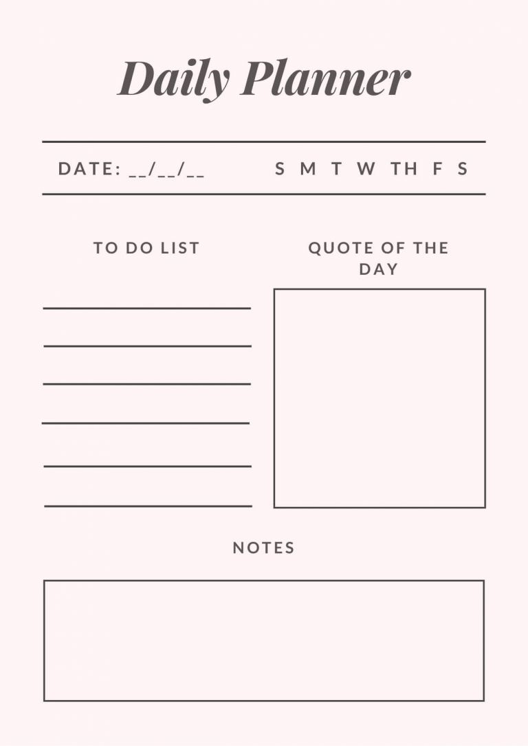 Light Pink Daily PDF Planner - FREE - Free Digital Planners