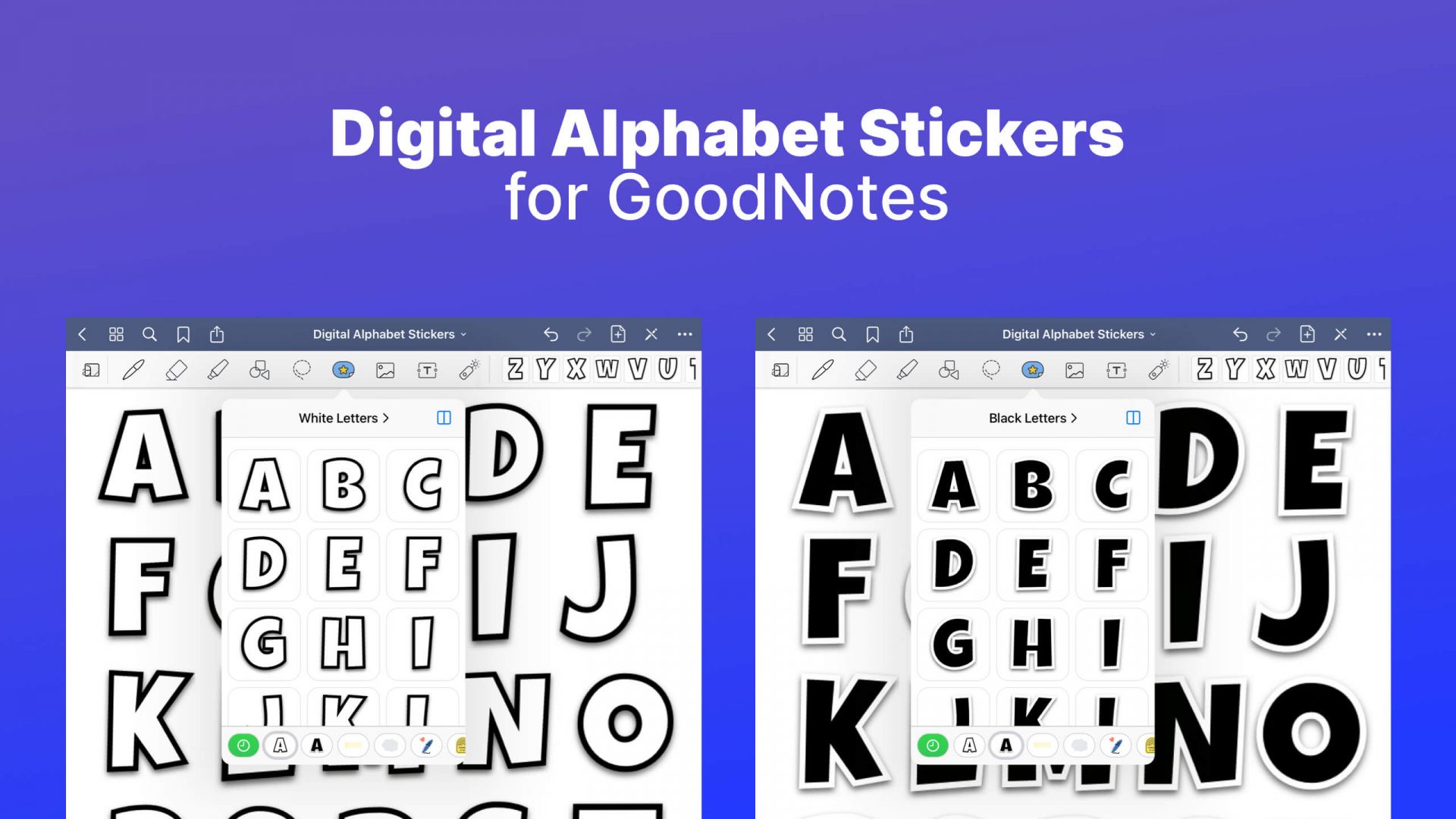 GoodNotes Digital Alphabet Stickers [FREE] Free Digital Planners
