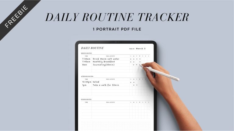 Free Daily Routine Tracker PDF - Free Digital Planners