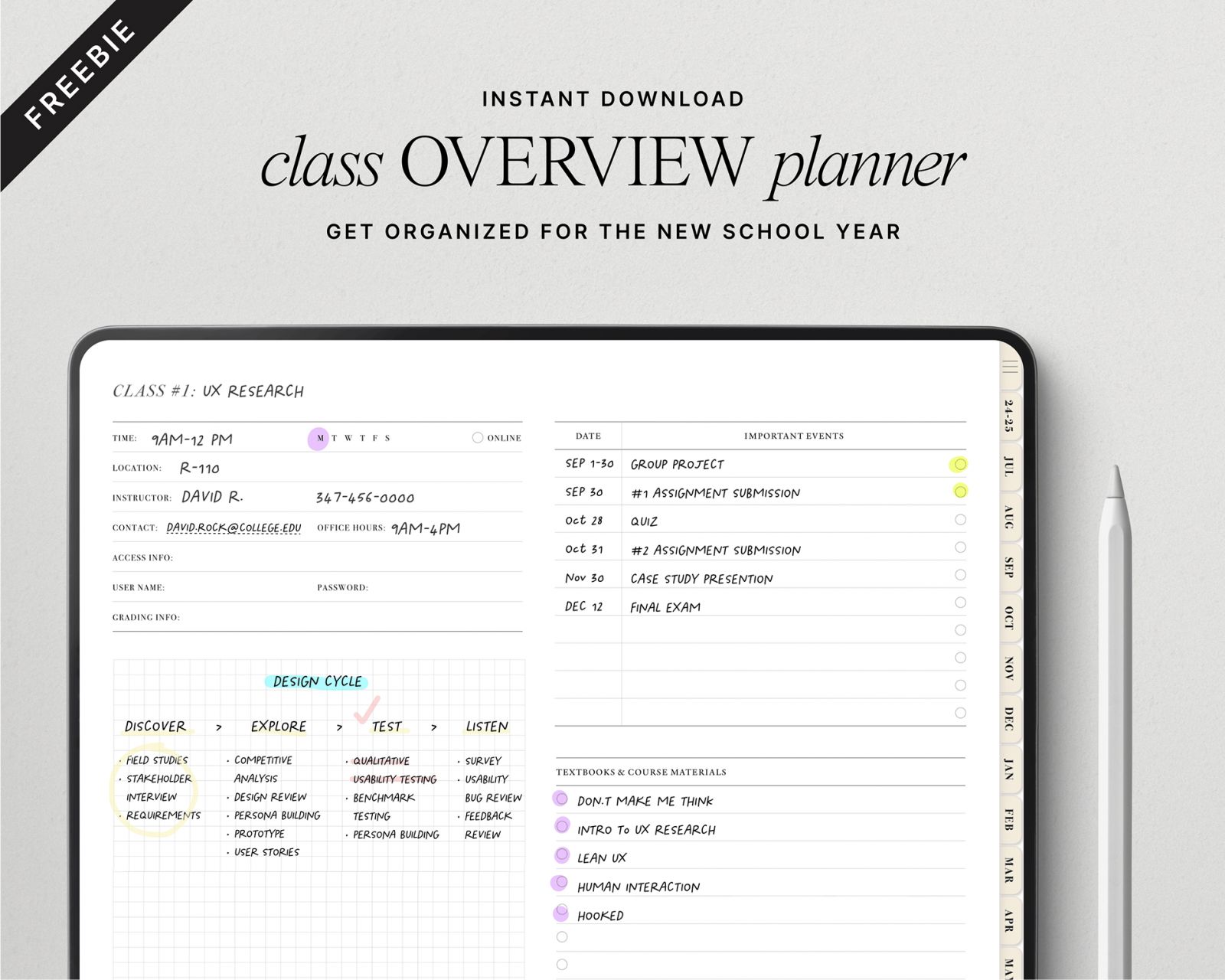 Free Class Overview Planner PDF - Free Digital Planners