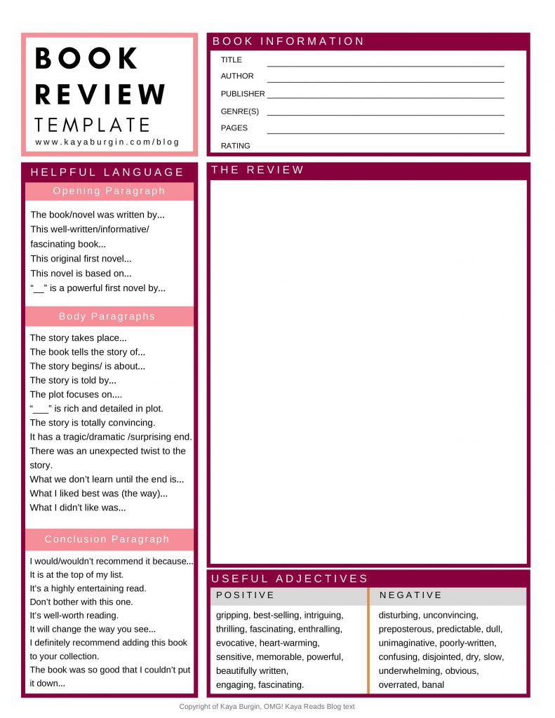 textbook review template