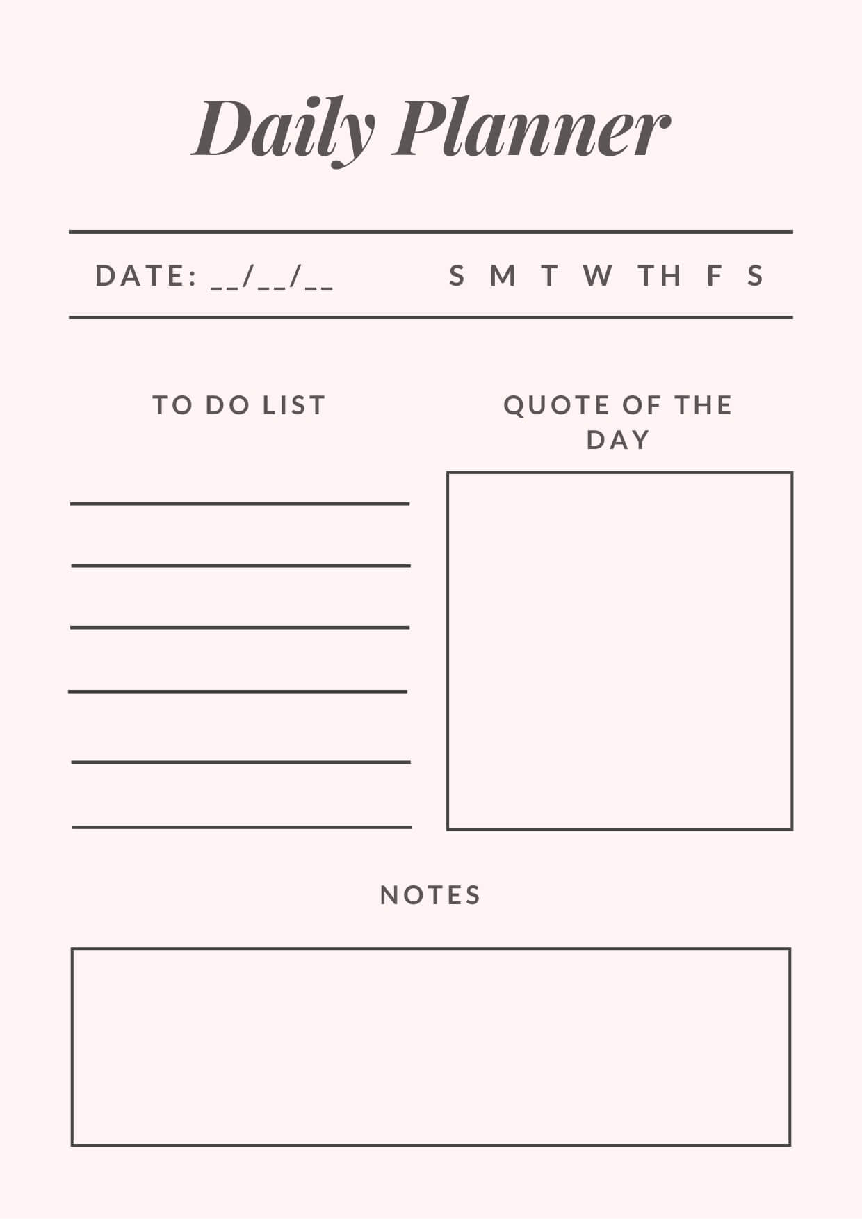 Light Pink Daily PDF Planner - FREE - Free Digital Planners