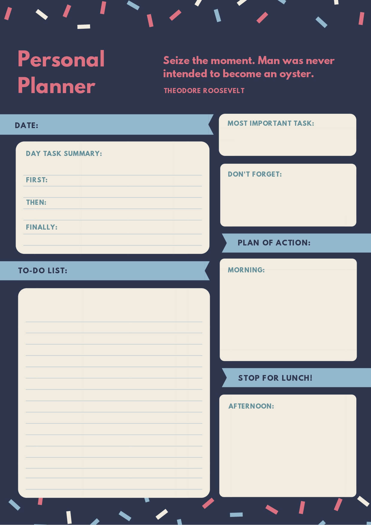 Midnight Daily Personal planner Free Digital Planners