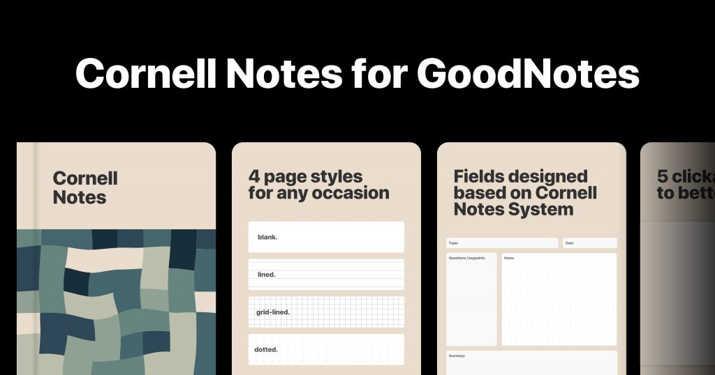 Cornell Notes templates - Free Digital Planners