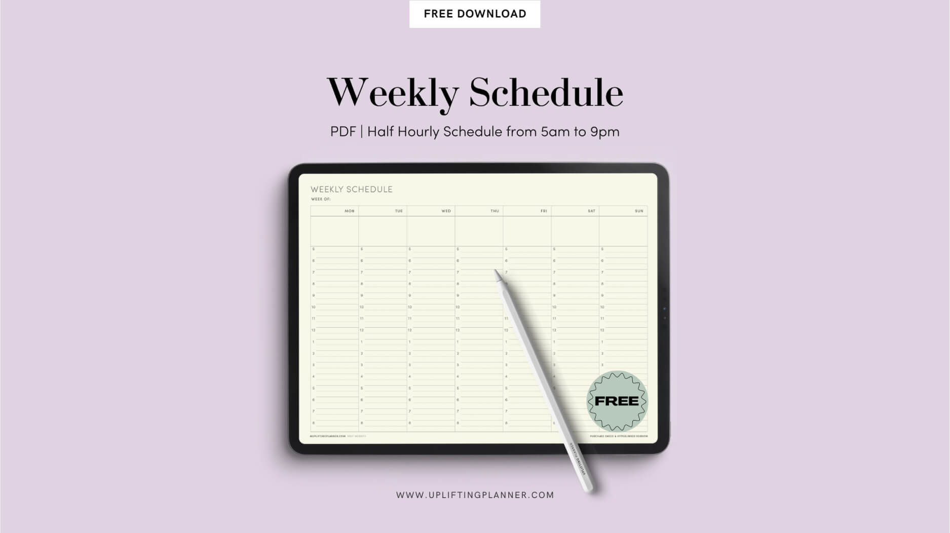 Free Weekly Schedule Template - Free Digital Planners