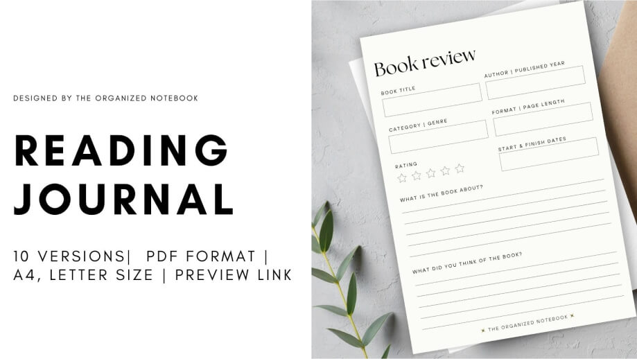 Reading Journal - Digital Printable - Free Digital Planners