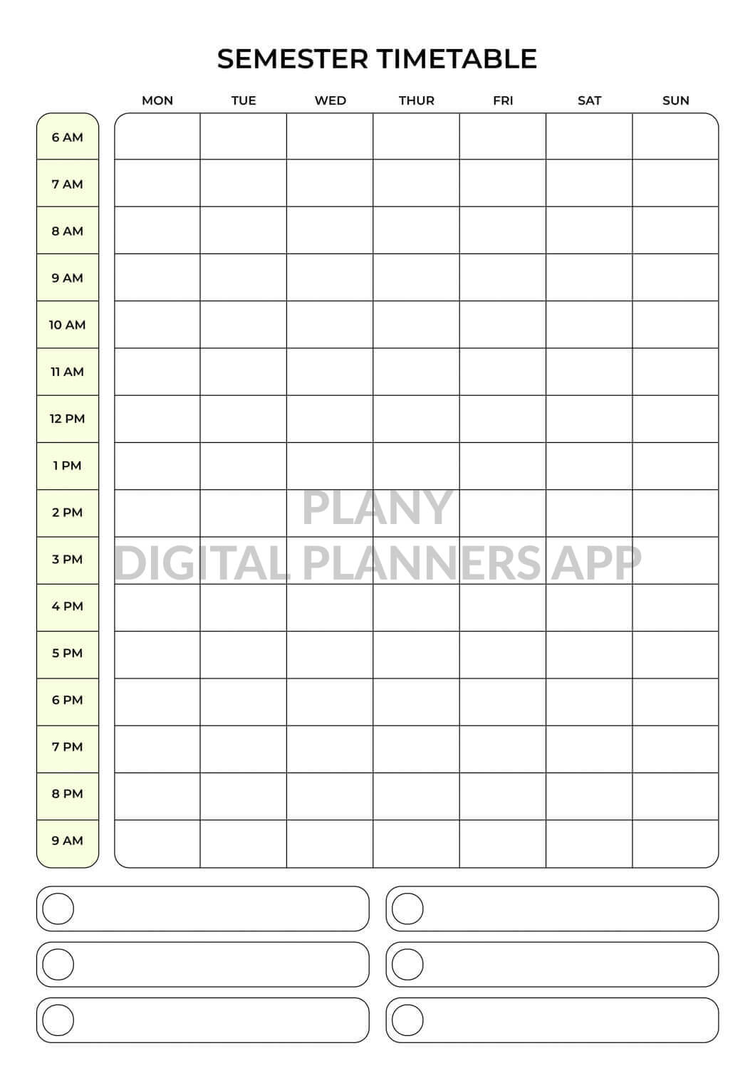 Semester timetable - Free Digital Planners
